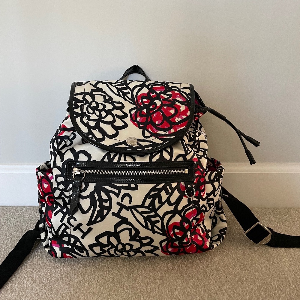 COACH floral satin backpack